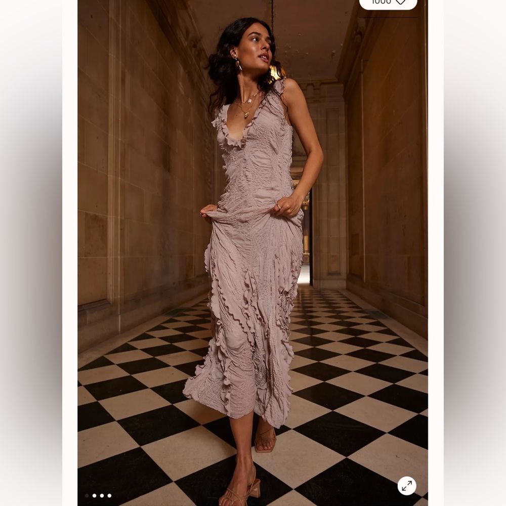 Free People Yasmin Textured Ruffles Mermaid Maxi Dress